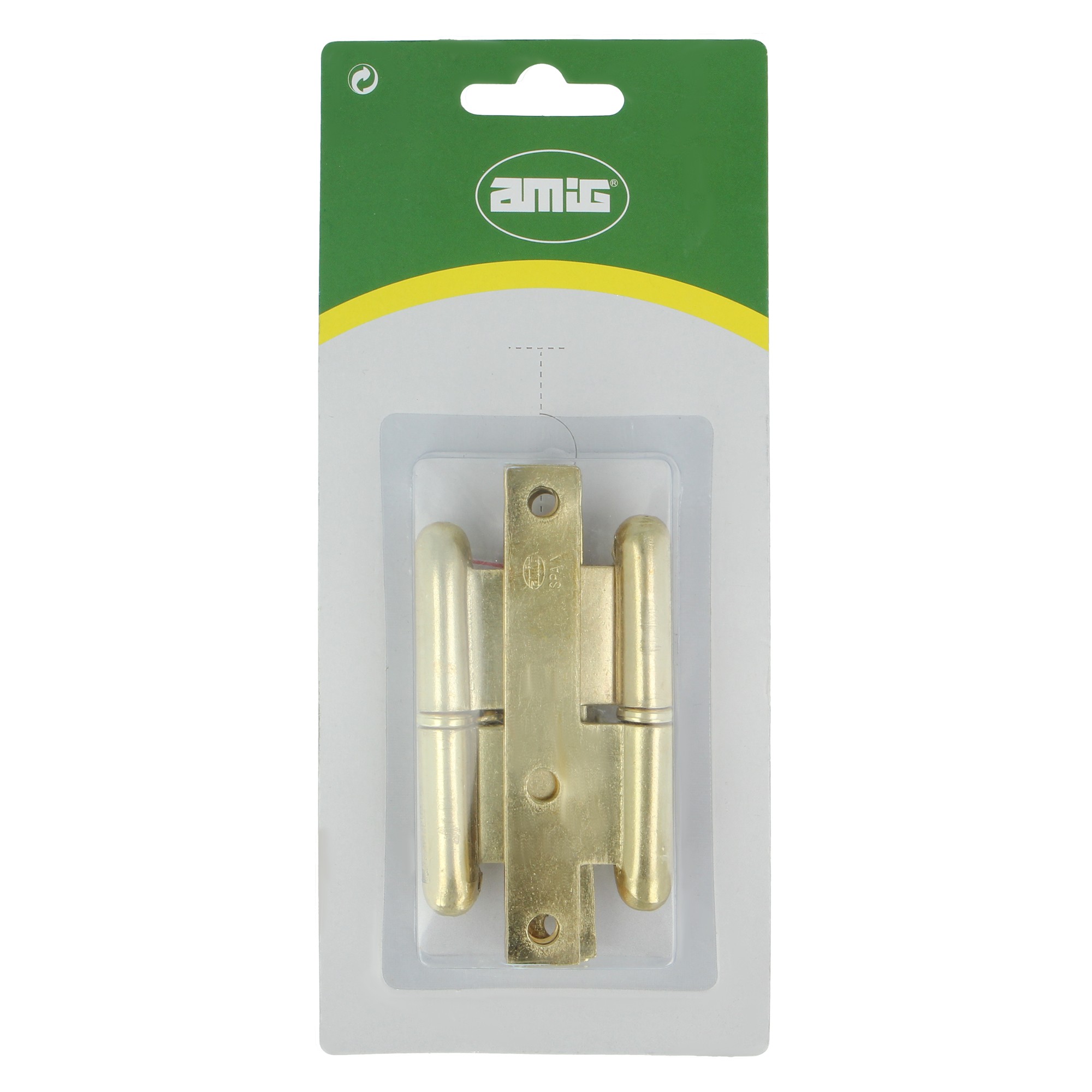 AMIG 2566 | Pernio  403 | 95 x 52 x 2 mm | Acero | Latonado barnizado - Derecha