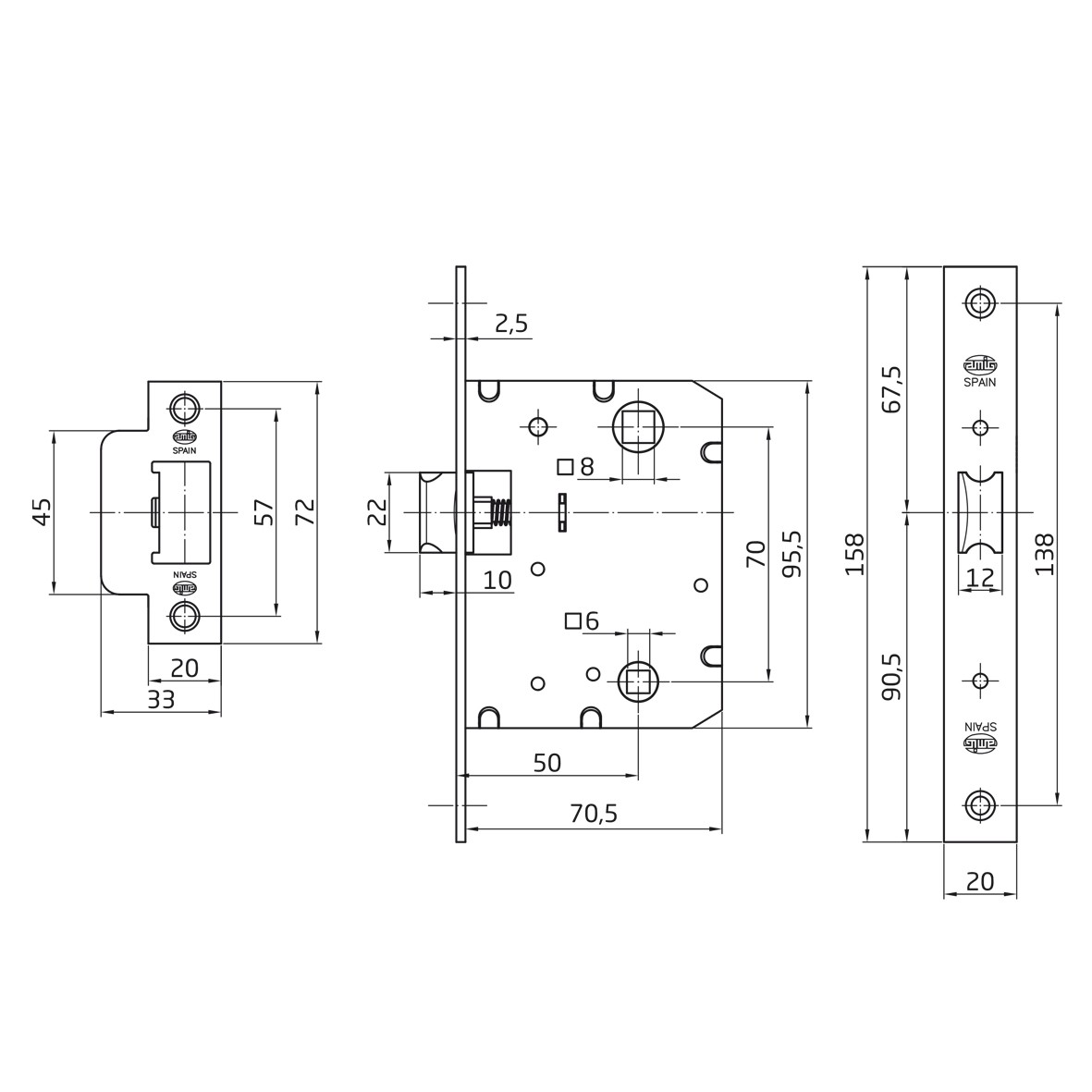 AMIG 7191 | Pestillo  4100 | 50/70 | Acero | Cuero