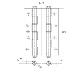 AMIG 2929 | Bisagra doble acción  3035 | 180 x 133 x 4 mm | Aluminio | Plata
