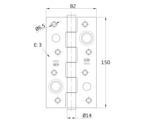 AMIG 4948 | Bisagra seguridad  565 | 150 x 82 x 3 mm | Acero inoxidable 18/8 | Mate
