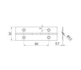 AMIG 18419 | Bisagra piano  2 | 1020 x 32 mm | Acero | Latonado barnizado