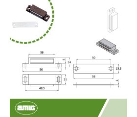 AMIG 834 | Golpete magnético  10 | 56 x 15 mm | Plástico | Marrón