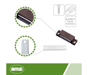 AMIG 834 | Golpete magnético  10 | 56 x 15 mm | Plástico | Marrón