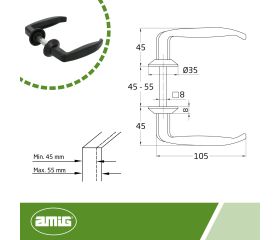 AMIG 21328 | Manilla aluminio  2115 | 105 x 40 mm | Aluminio | Negro