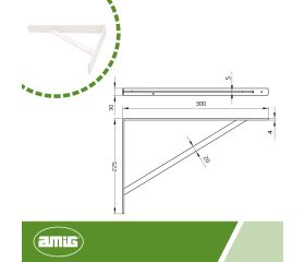 AMIG 5774 | Palomilla reforzada  9 | 300 x 225 mm | Acero | Blanco