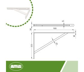 AMIG 5776 | Palomilla reforzada  9 | 500 x 325 mm | Acero | Blanco