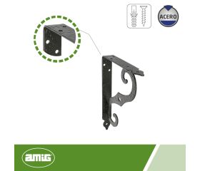 AMIG 203 | Palomilla ornamental  2 | 250 x 190 mm (10'' x 7,5'') | Acero | Negro