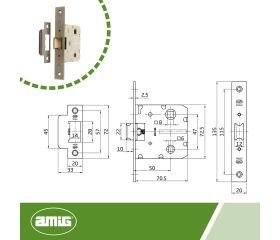 AMIG 12600 | Pestillo  2100 | 50/47 | Acero | Cuero