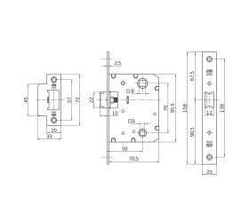 AMIG 7191 | Pestillo  4100 | 50/70 | Acero | Cuero