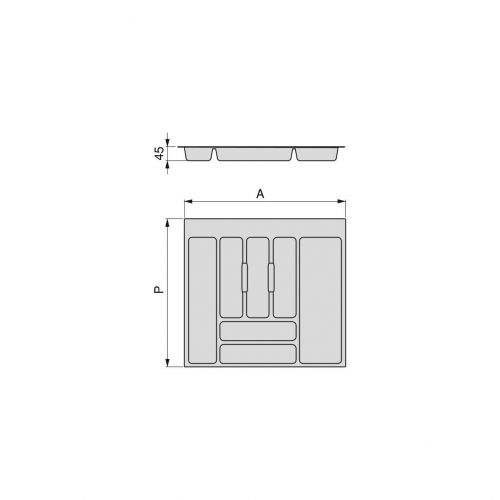 Emuca Cubertero para cajón de cocina, módulo 900 mm, Plástico, Gris