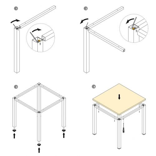 Emuca Patas cuadradas y estructura para mesa, 50x50mm, 750x750, Pintado blanco, Acero, 1 ud.