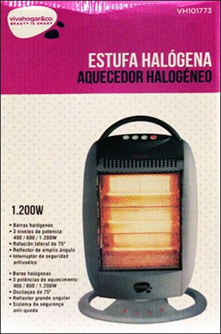 ESTUFA ELECTRICA HALOGENA OSCILANTE VIVAHOGAR 1200W