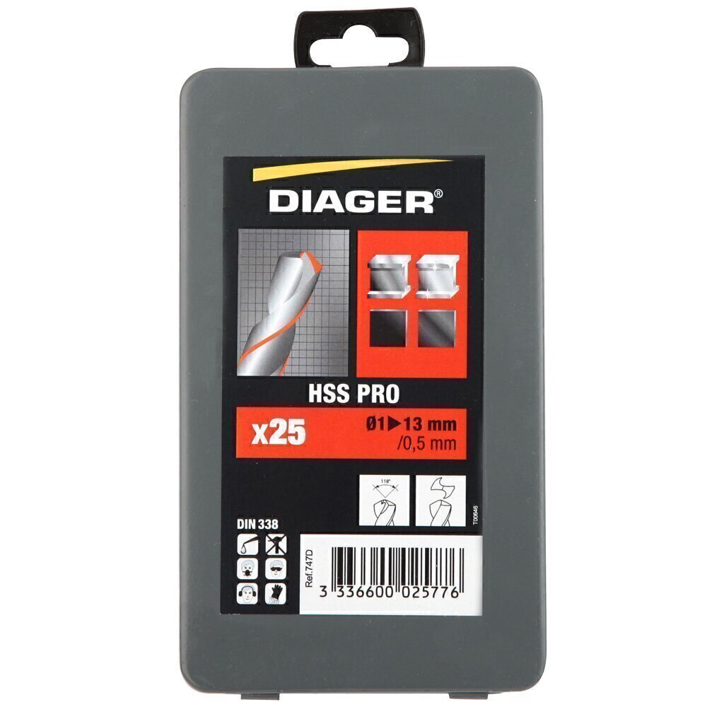 REF. 747D - ESTUCHE 25 BROCAS HSS TALLADO PRO