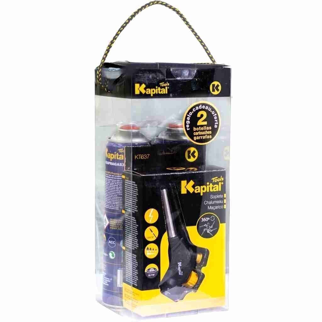 KIT SOPLETE KT637 CON ENCENDIDO PIEZOELÉCTRICO + 2 BOTELLAS KSUPRAGAS330