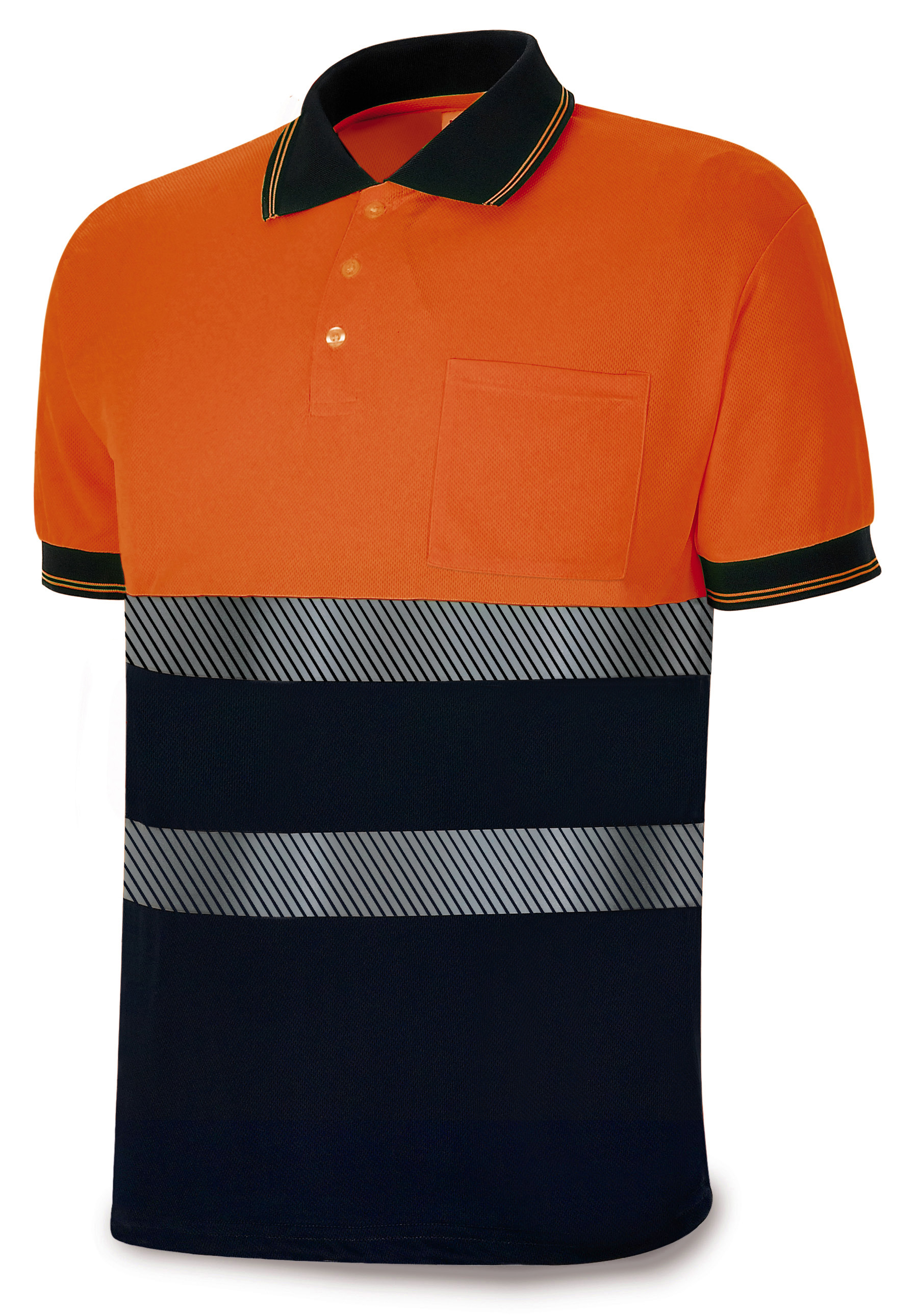 1288PAVCSNFA Polo A.V. bicolor poliéster con bandas segmentadas 150 gr