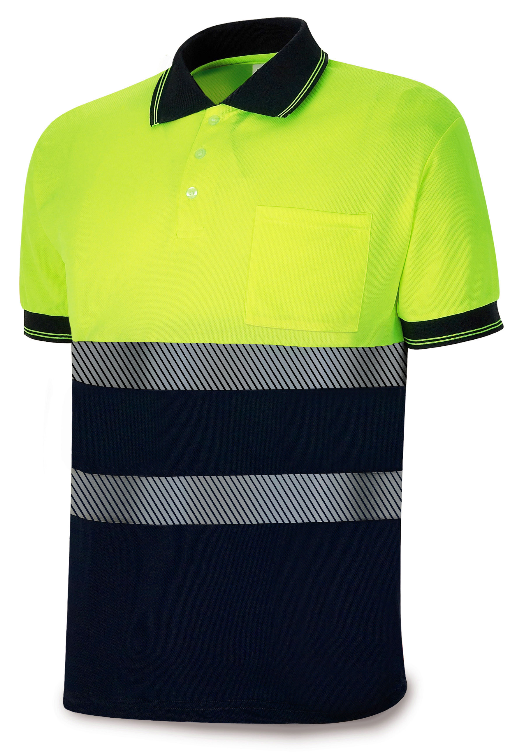 1288PAVCSYFA Polo A.V. bicolor poliéster con bandas segmentadas 150 gr