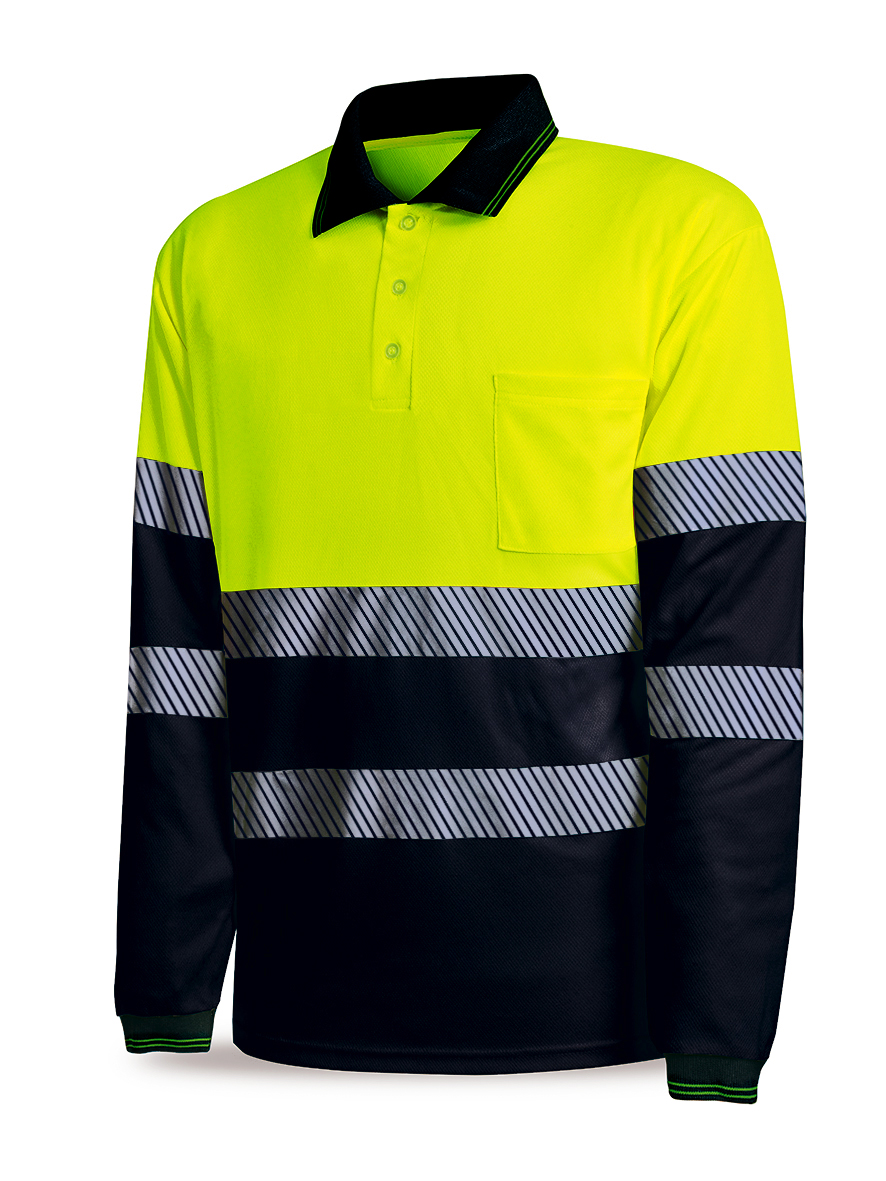 1288PAVLSYFA Polo A.V. bicolor poliéster con bandas segmentadas 150 gr