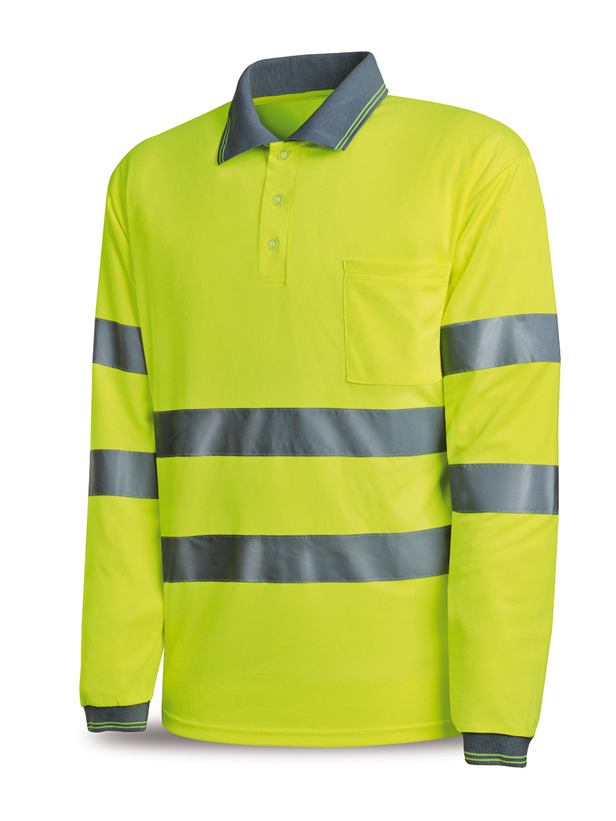 1288PAVMLRYF Polo Alta visibilidad de 150 gr. Manga larga. Color amarillo