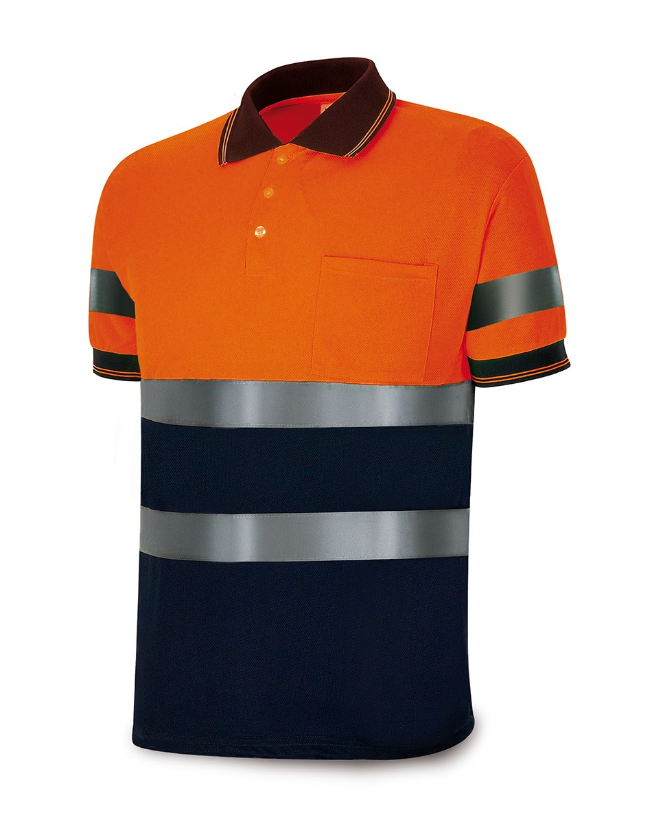 Polo alta visibilidad azul marino/naranja fluo s