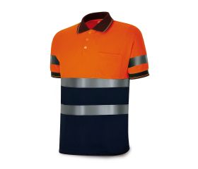 1288PAVXMCNFA Polo Alta visibilidad poliéster naranja/azul marino 160 gr.