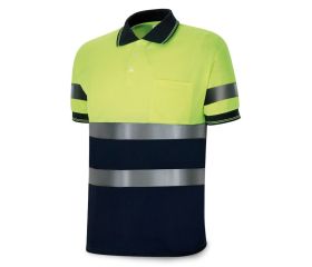 1288PAVXMCYFA Polo Alta visibilidad amarillo/azul marino poliéster 160 gr.
