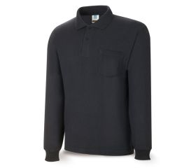 1288PAMLNE Polo BASIC negro 100% algodón. 200 gr. Manga larga