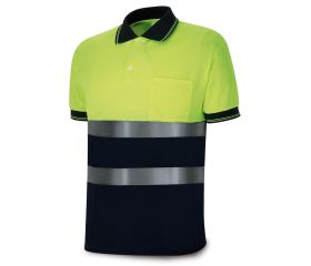 1288PAVXCRYFA Polo Alta visibilidad amarillo/azul marino poliéster 150 gr.