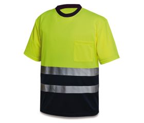 1288TSAVMCYFA Camiseta Alta Visibilidad poliéster amarillo/azul marino 150 gr.