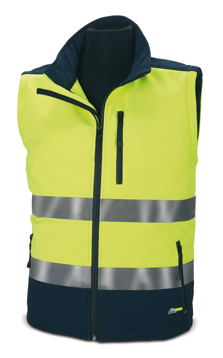 288CSFYAYFA Cazadora SOFTSHELL Alta Visibilidad bicolor. Mangas desmontables 310 gr AMBAR