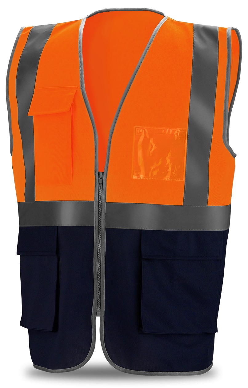 288VMBFNFA Chaleco Alta Visibilidad de punto bicolor. Multibolsillos 120 gr.