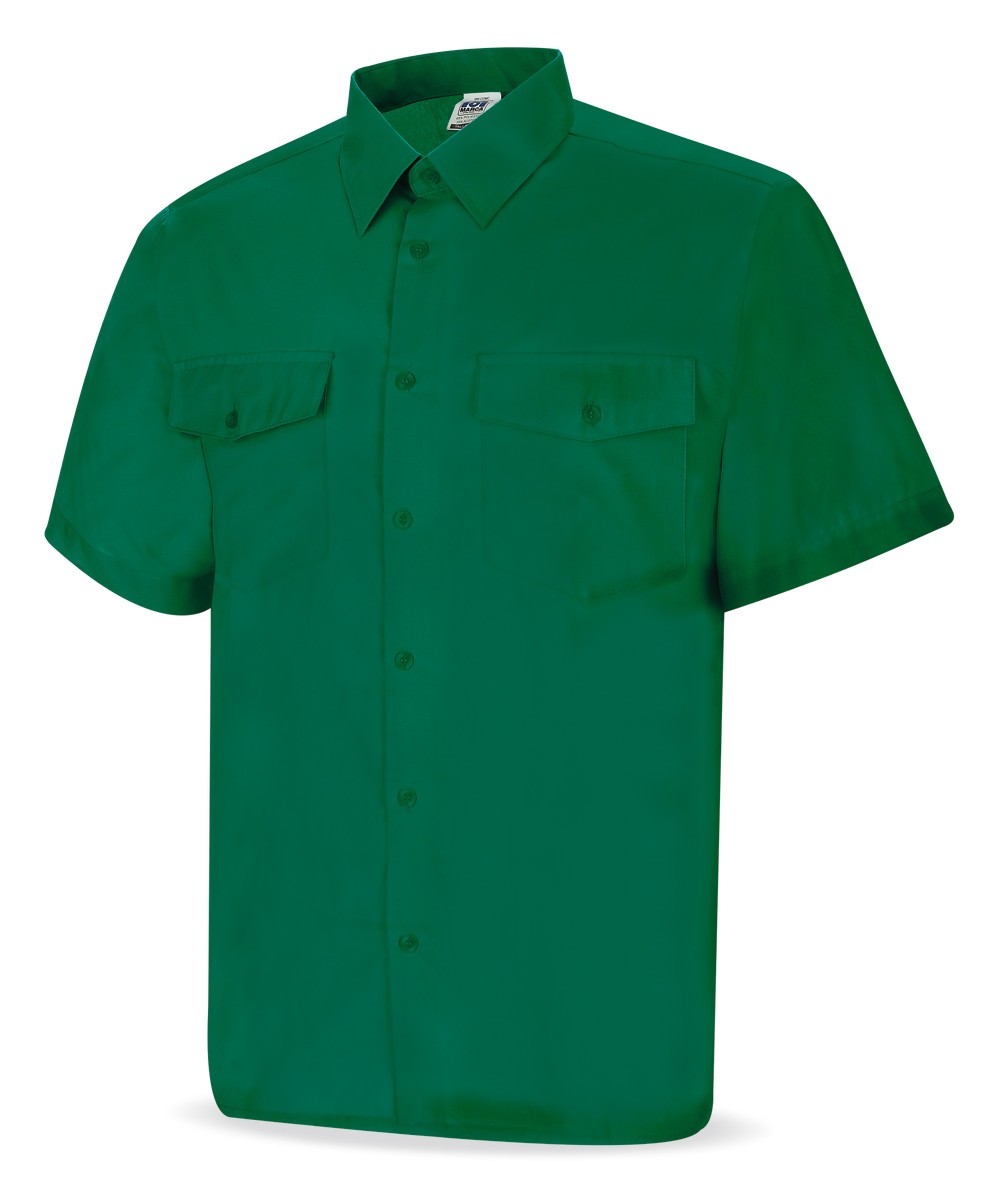 388CMCV Camisa verde poliéster/algodón 95 gr. Manga corta