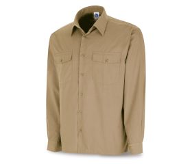 388CMLBE Camisa beige poliéster/algodón 95 gr. Manga larga
