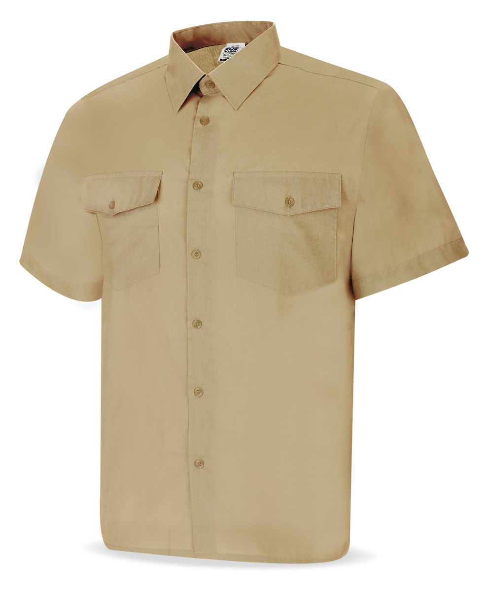 388CMCBE Camisa beige poliéster/algodón 95 gr. Manga corta