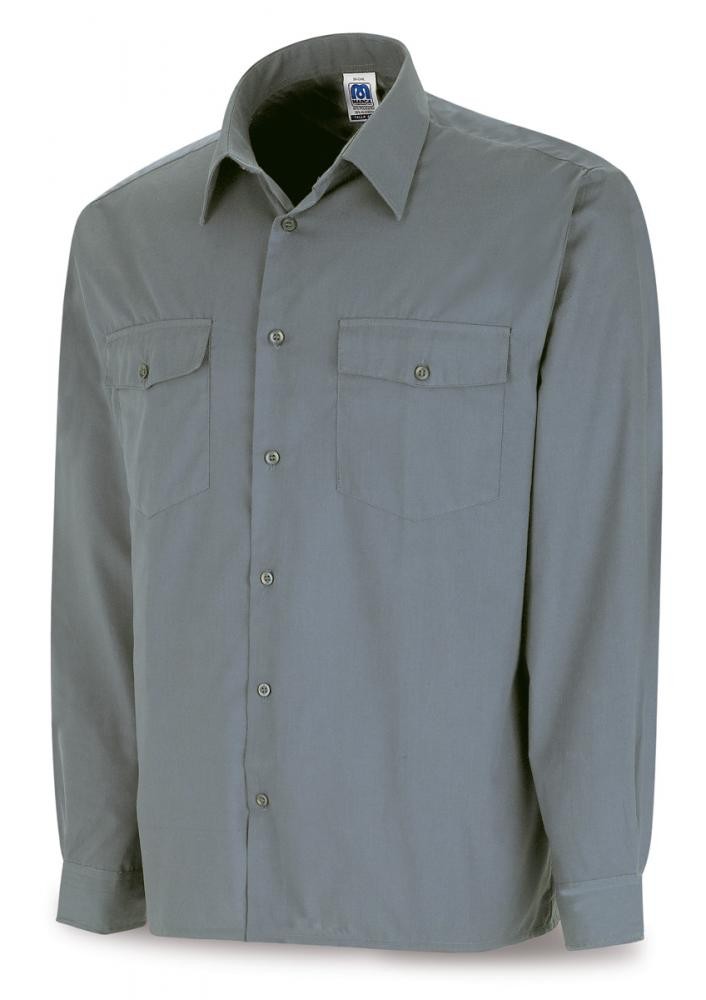 Camisa tergal gris m/larga 3738