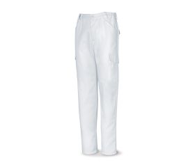 388PBL Pantalón blanco poliéster/algodón 200 g. Multibolsillos.