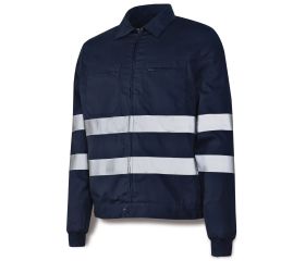 388CCRAM Chaqueta azul marino poliéster/algodón con bandas reflectantes 200 g.