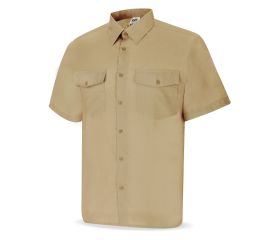 388CMCBE Camisa beige poliéster/algodón 95 gr. Manga corta