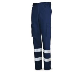 488PCRTOPAM Pantalón azul marino algodón con bandas reflectantes 245 g.