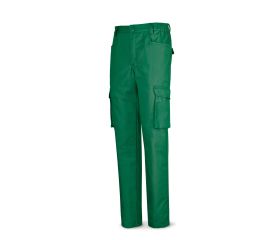 488PTTOPV Pantalón verde poliester/algodón de 245 g. Multibolsillo