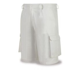 488STOPBL Bermuda blanca algodón de 245 g. Multibolsillos