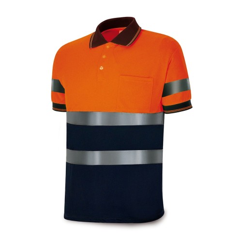 1288PAVXMCNFA Polo Alta visibilidad poliéster naranja/azul marino 160 gr.