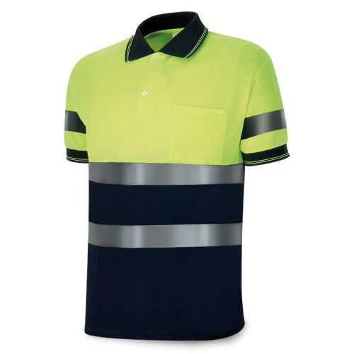 1288-POLFY/A POLO ALTA VISIBILIDAD AZUL MARINO/AMARILLO FLUO