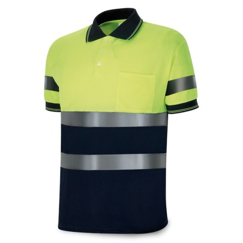 1288PAVXMCYFA Polo Alta visibilidad amarillo/azul marino poliéster 160 gr.