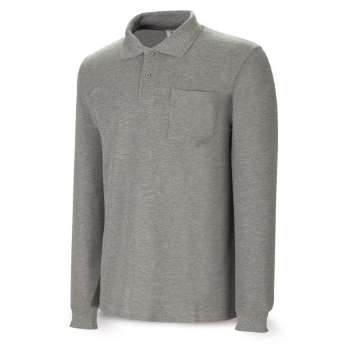 1288PAMLG Polo BASIC gris 100% algodón. 200 gr. Manga larga