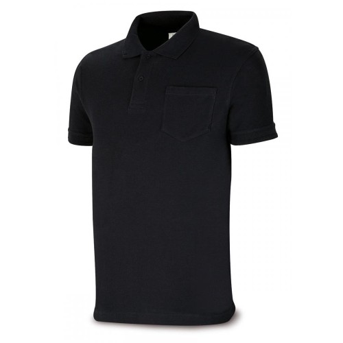 1288PAMCNE Polo BASIC LINE negro 100% algodón. 175 gr. Manga corta