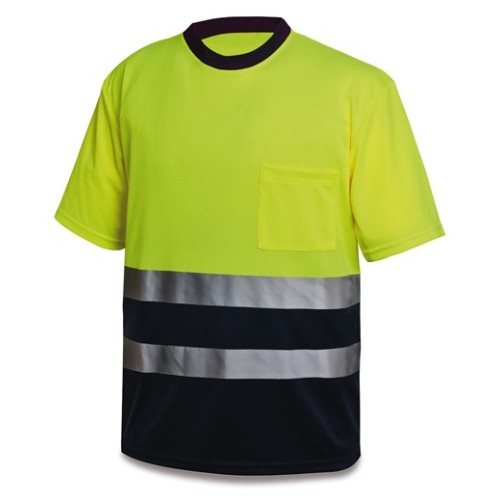 1288TSAVMCYFA Camiseta Alta Visibilidad poliéster amarillo/azul marino 150 gr.