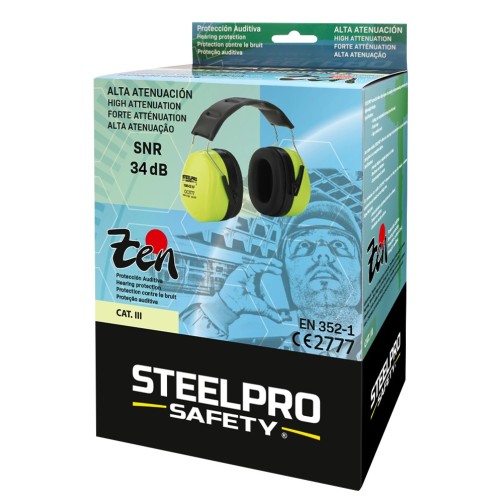 1988OZIIFYF Orejera STEELPRO® serie ZEN Fluor para protección auditiva con alta atenuación.
