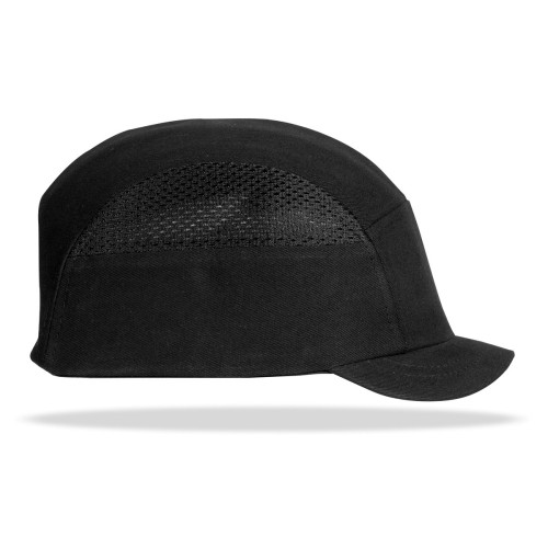 2088GPPCNNE Mod. “BUMPER PRO”. Gorra de protección anti golpes con rejillas de ventilación lateral.  Color negro visera corta (3 centímetros).