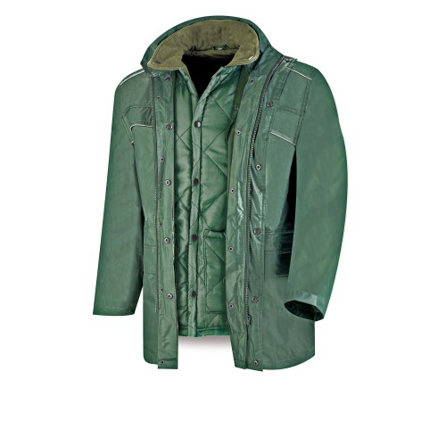 288PKRV Parka triple uso (chubasquero/husky/chaleco) modelo GALERNA verde 440 gr.