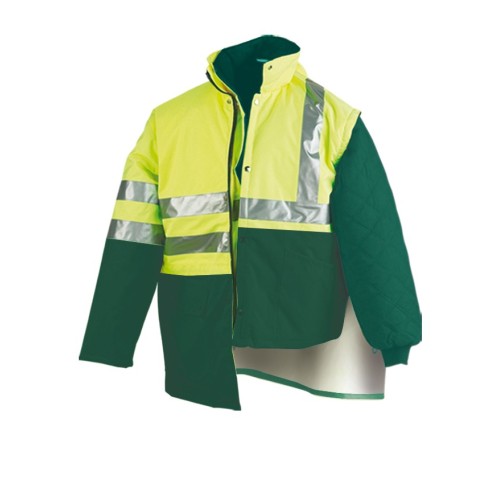 288PKFMIXYFV Parka Alta visibilidad. Triple uso amarillo/verde 560 gr.